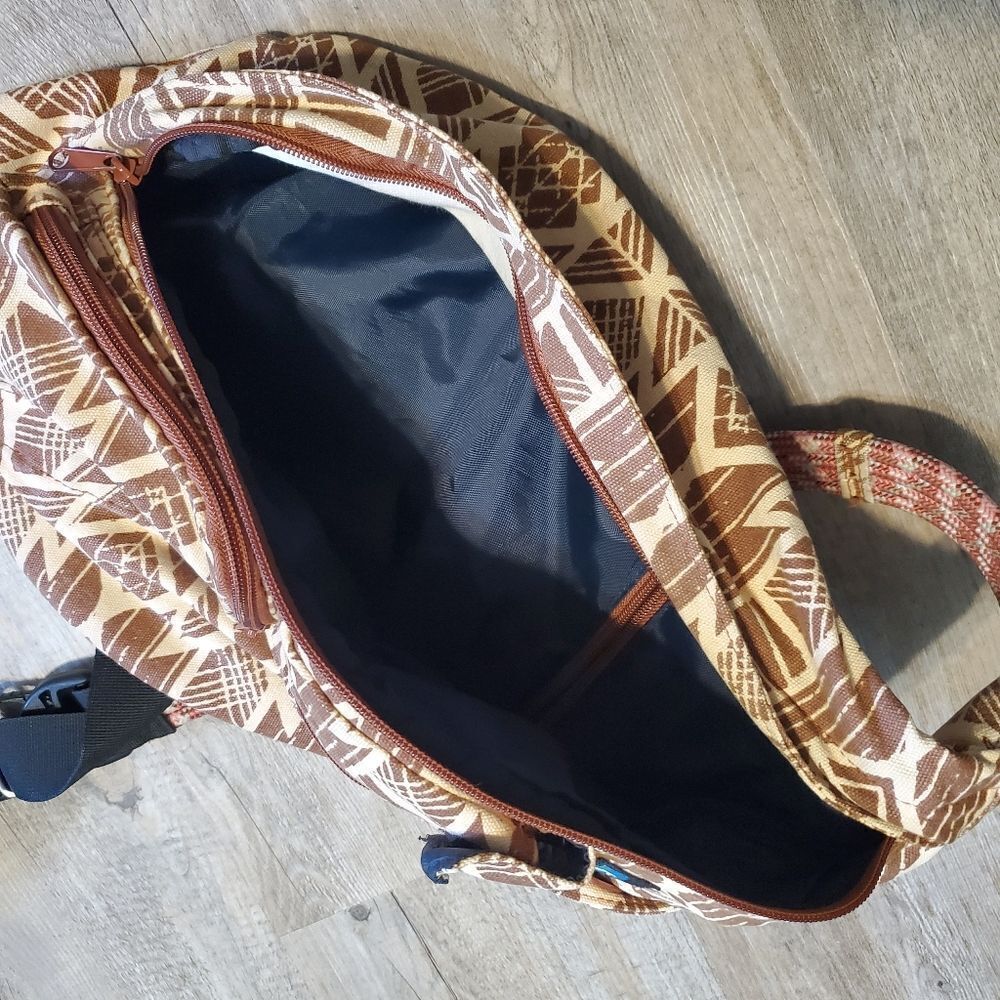KAVU Rope Sling Bag Cotton Crossbody Burnt Orange Aztec Hiking 19” | EUC - Picture 4 of 4